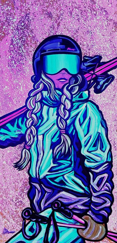 Baddie Braids under a mix of regular light and blacklight: the background turns pink and violet and the colors begin to glow.
